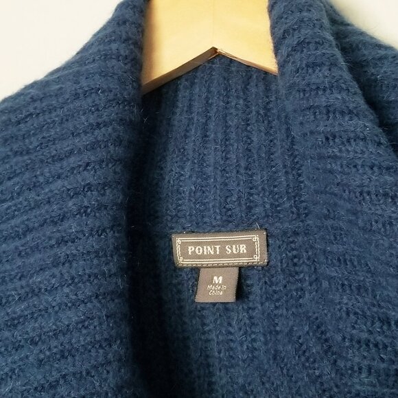 J. Crew Point Sur Ribbed Turtleneck Sweater M Chunky Teal Blue Mohair Wool  Knit - Picture 10 of 14